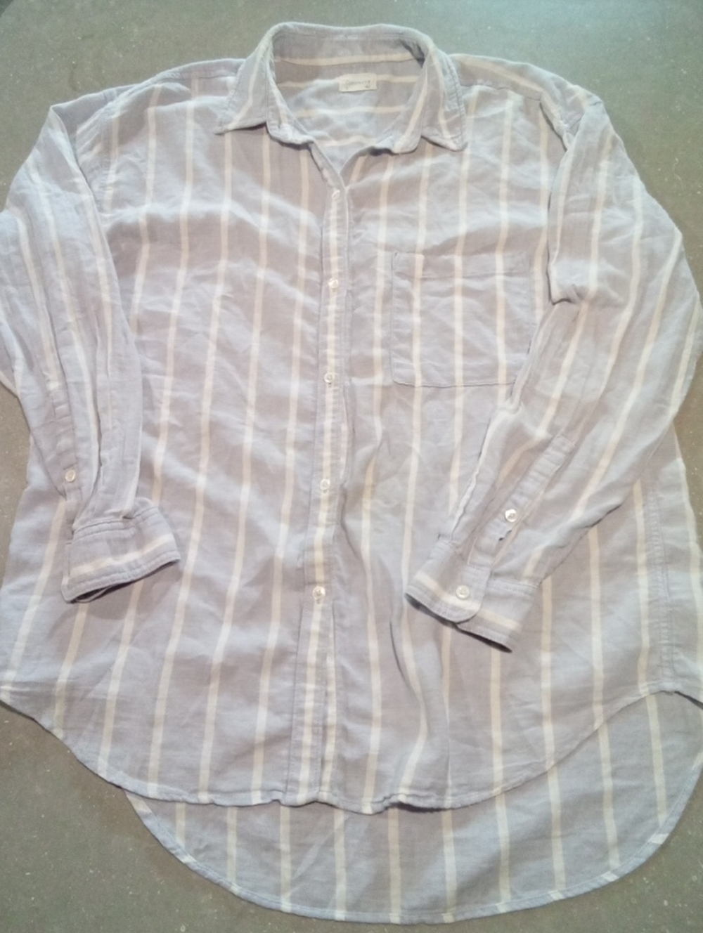 Men's Community Small. Light Blue and White Stripe Button-Up Shirt